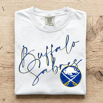 BUF Sabres Blue and Yellow script