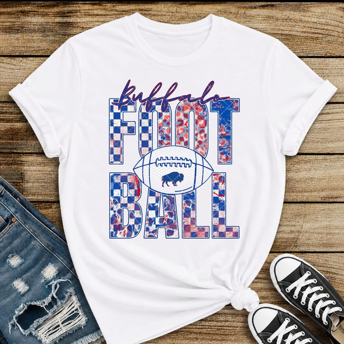 Checkered Cheetah Print Buffalo Blue