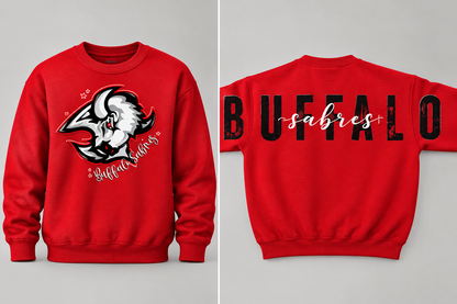 Sabres Big Back Crewneck Red and Black