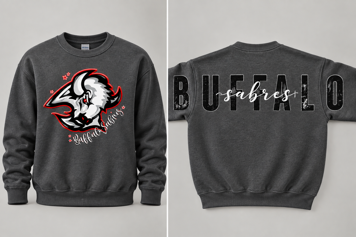 Sabres Big Back Crewneck Red and Black