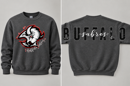 Sabres Big Back Crewneck Red and Black