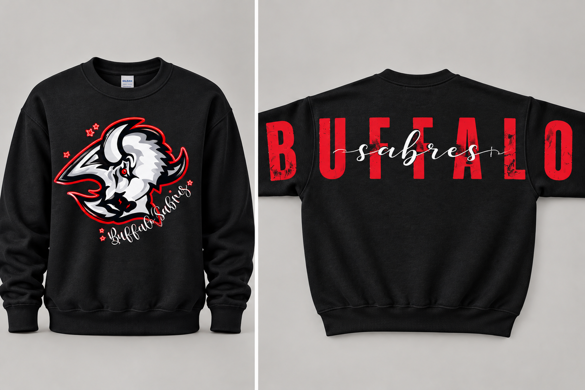Sabres Big Back Crewneck Red and Black
