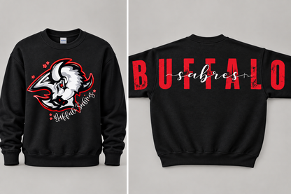 Sabres Big Back Crewneck Red and Black