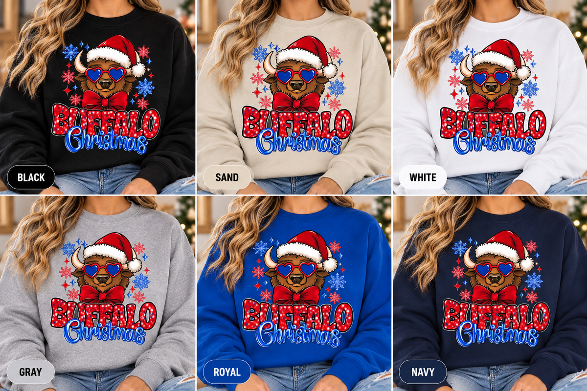 Buffalo Christmas Blue and Red