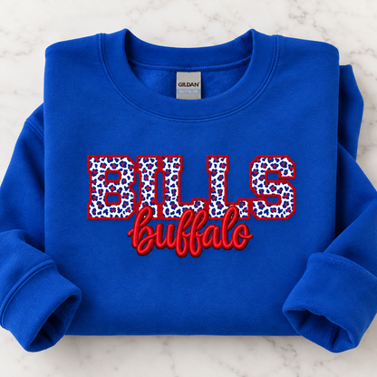 Bills Red Faux Embroidery