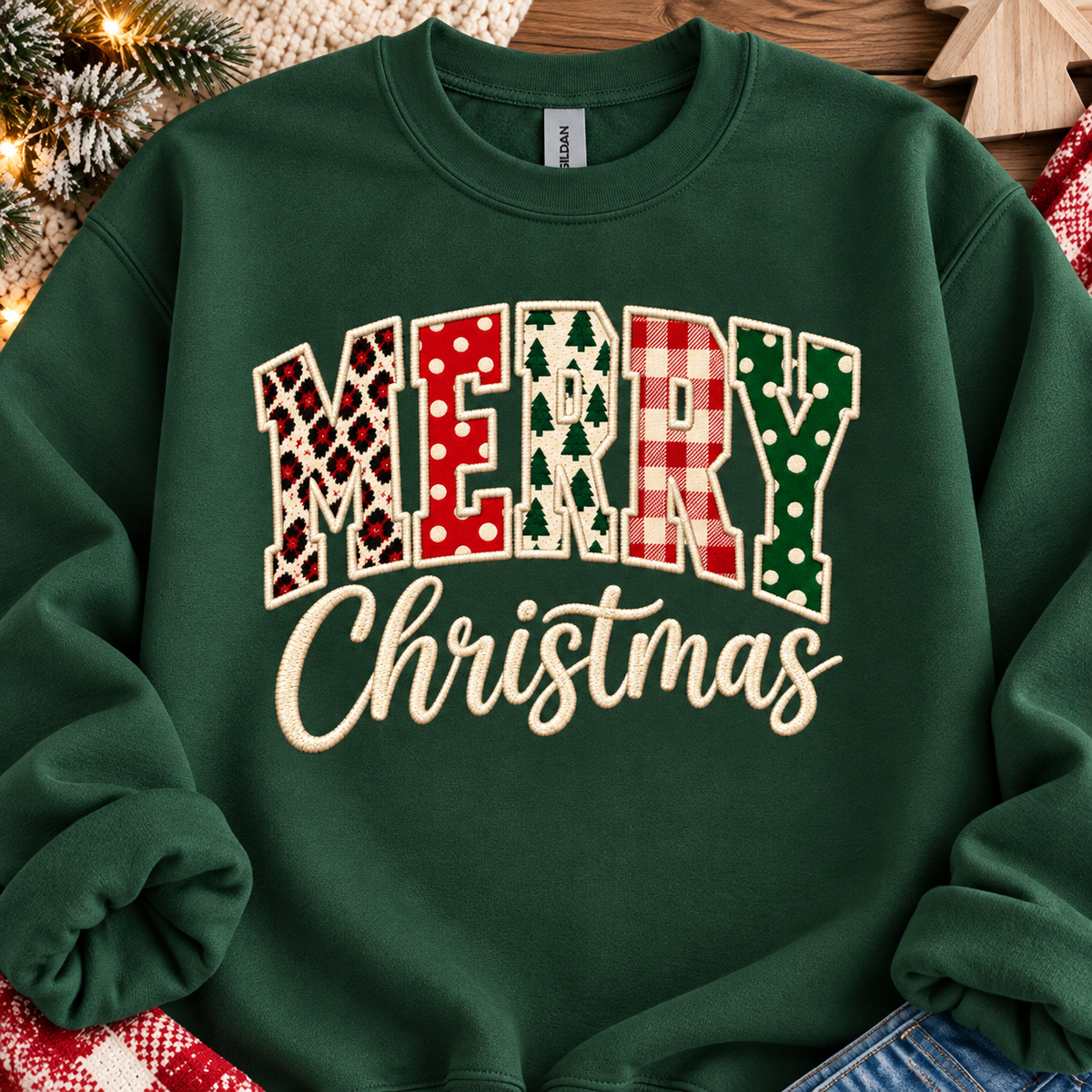 Merry Christmas Faux Embroidery